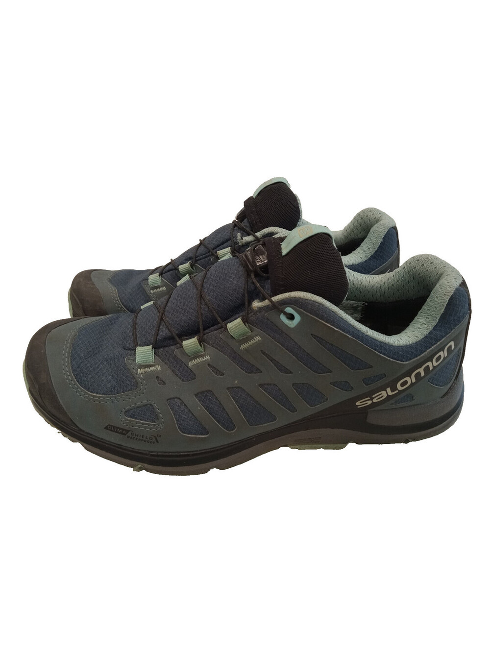 Salomon Synapse CS WP Womens 7 Teal Blue Waterproof Quicklace Hiking Shoes